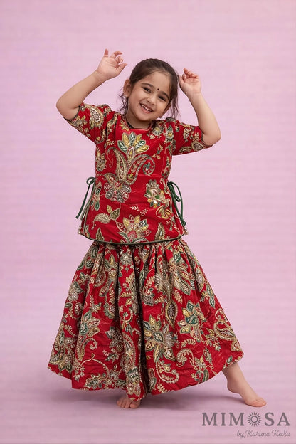 Side-Knot Detailed Elegant Green Kurti And Sharara With Matching Dupatta