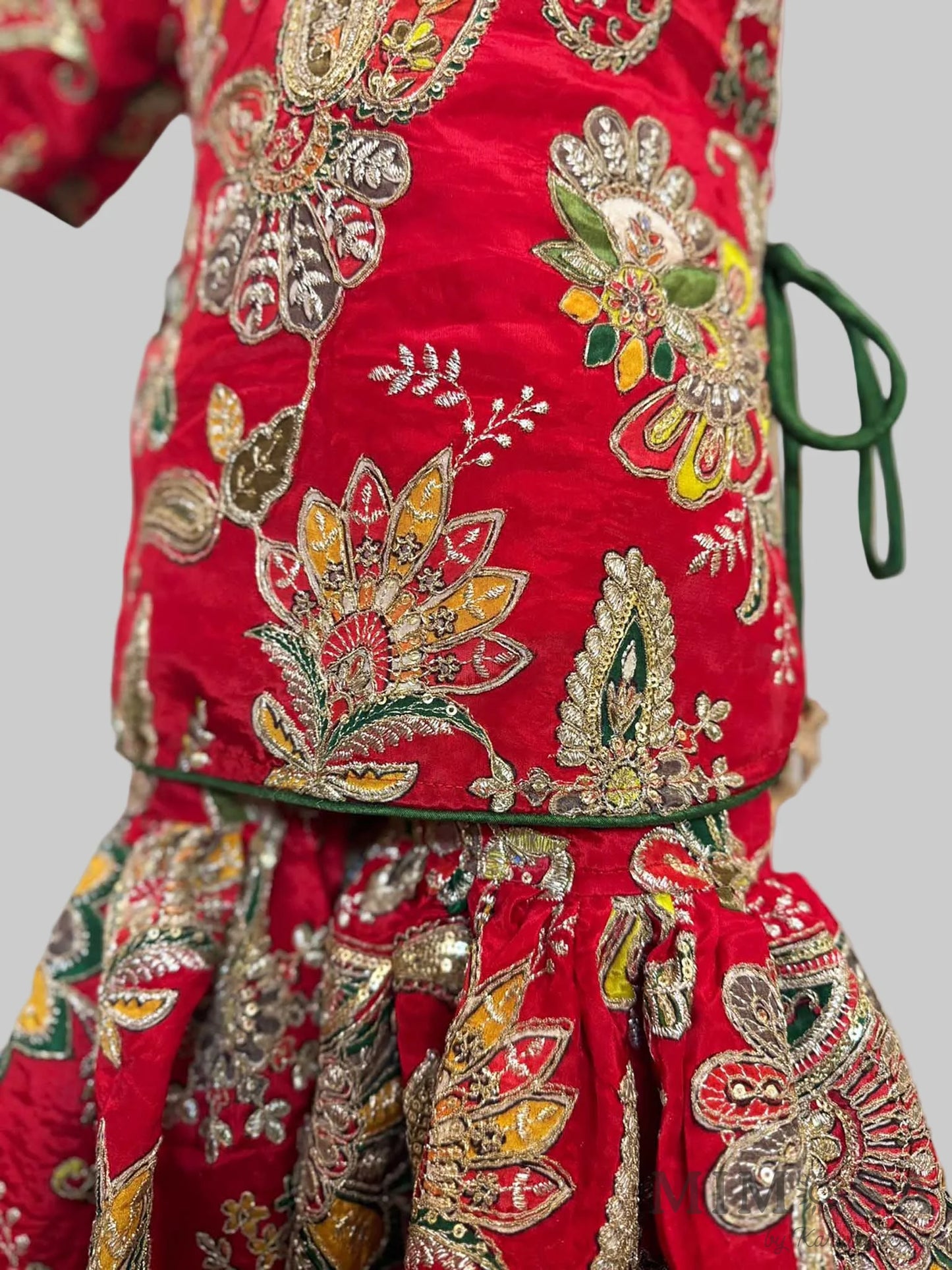 Side-Knot Detailed Elegant Green Kurti And Sharara With Matching Dupatta