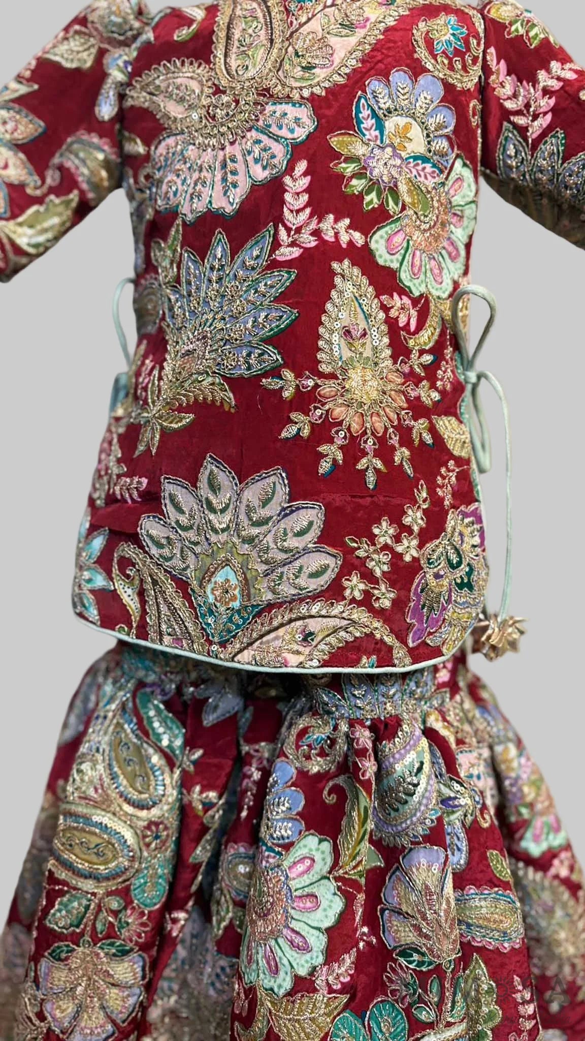 Side-Knot Detailed Elegant Green Kurti And Sharara With Matching Dupatta