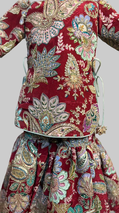 Side-Knot Detailed Elegant Green Kurti And Sharara With Matching Dupatta