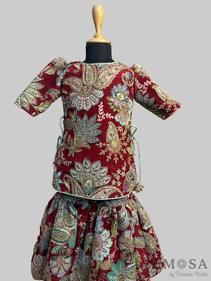 Side-Knot Detailed Elegant Green Kurti And Sharara With Matching Dupatta